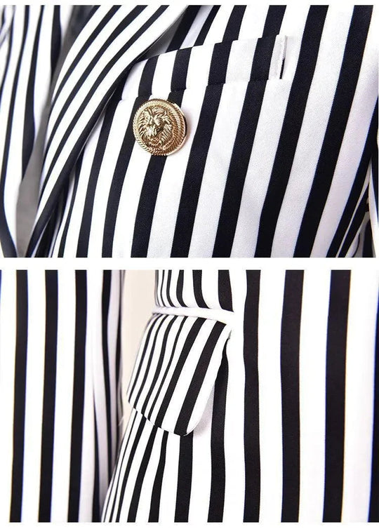 EB | Gestreifter Blazer Damen - Lässig - Gestreift-Pinstripe
