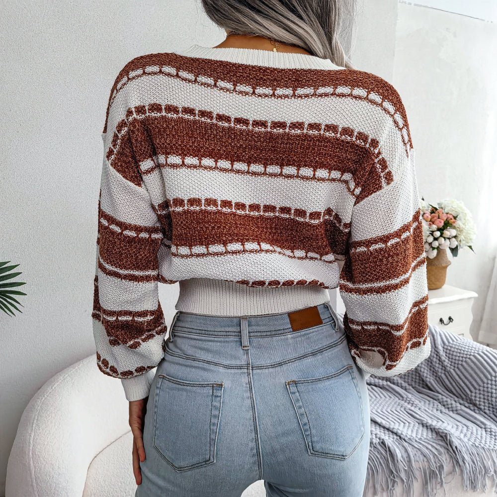 EB | Gekürzter Strickpullover Strukturiertes Muster Lässige Passform