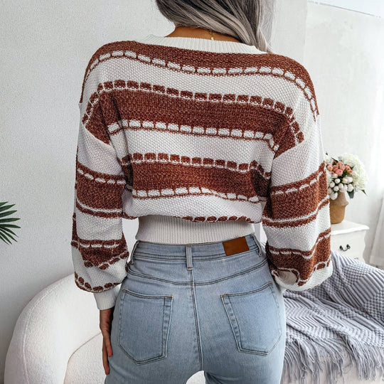 EB | Gekürzter Strickpullover Strukturiertes Muster Lässige Passform