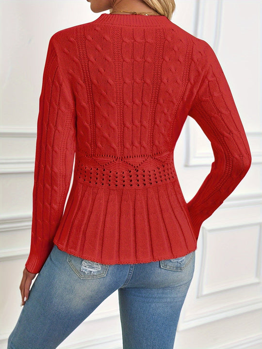 EB | Robuster Kabelstrickpullover mit Rundhalsausschnitt
