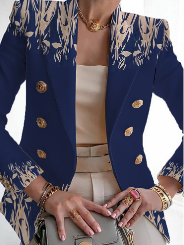 EB | Stilvolle Blumenmuster Kragenlose Jacke