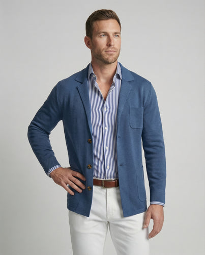 EB | Stilvolles Herrenblazer mit lässigen Knopfpatch-Taschen und Kragen