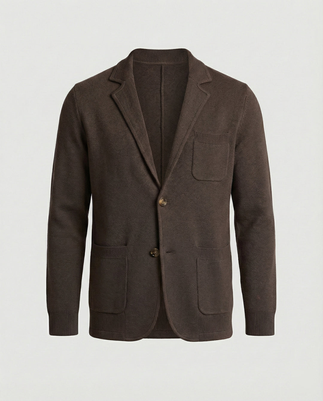 EB | Stilvolles Herrenblazer mit lässigen Knopfpatch-Taschen und Kragen