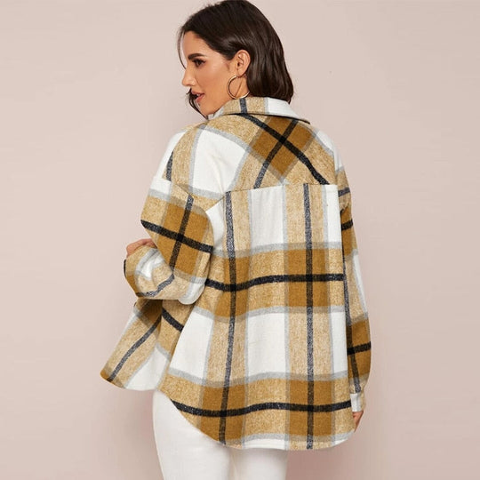 EB | Stilvolle Damen Karierte Jacke - Lässig und Bequem