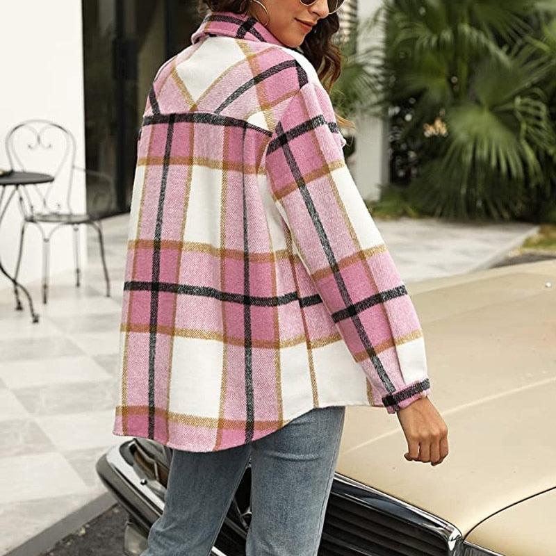 EB | Stilvolle Damen Karierte Jacke - Lässig und Bequem