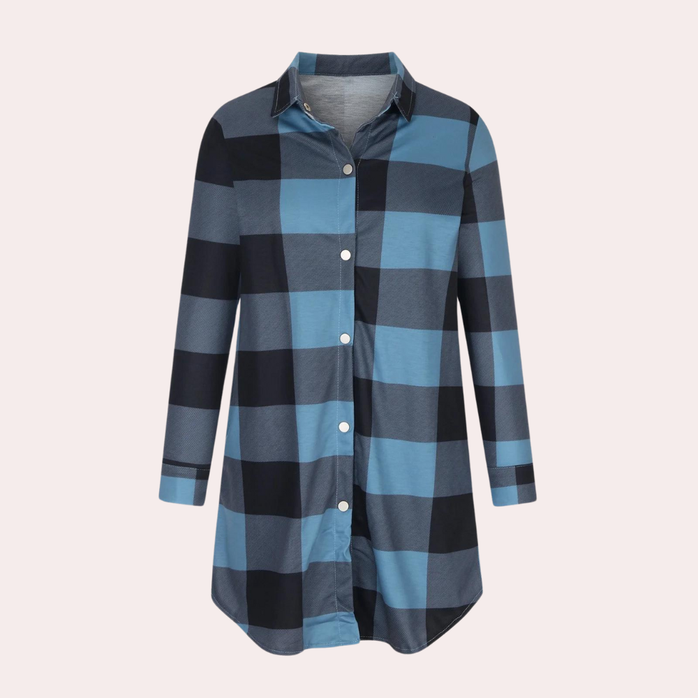 EB | Kariertes Herbstjacke in Midilänge für Damen