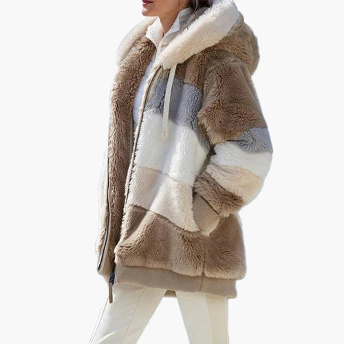 EB | Winter Kapuzenjacke Im Streifen-Design - Modische Freizeitjacke für Kalte Tage