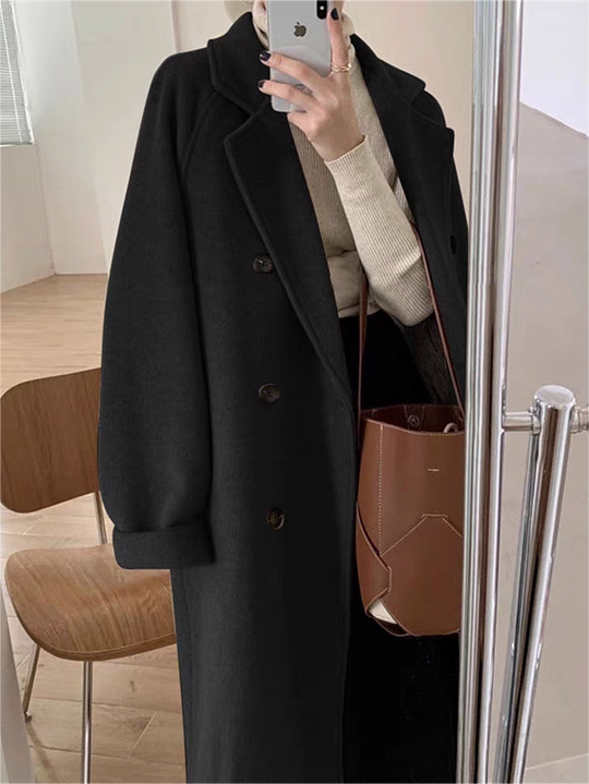 EB | Oversized Langer Mantel mit Reverskragen Und Gürtel