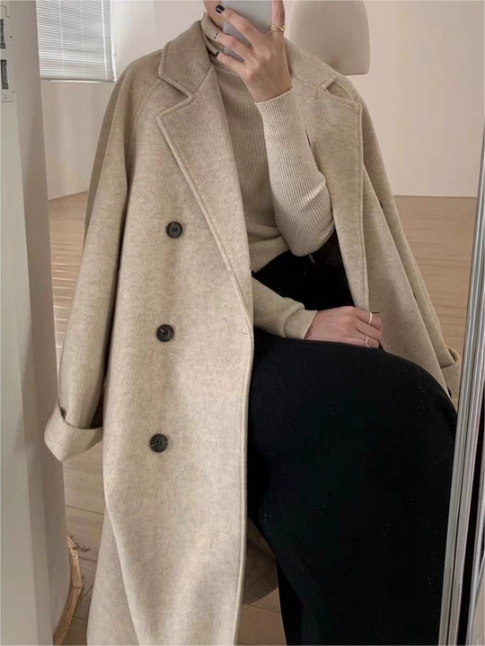 EB | Oversized Langer Mantel mit Reverskragen Und Gürtel