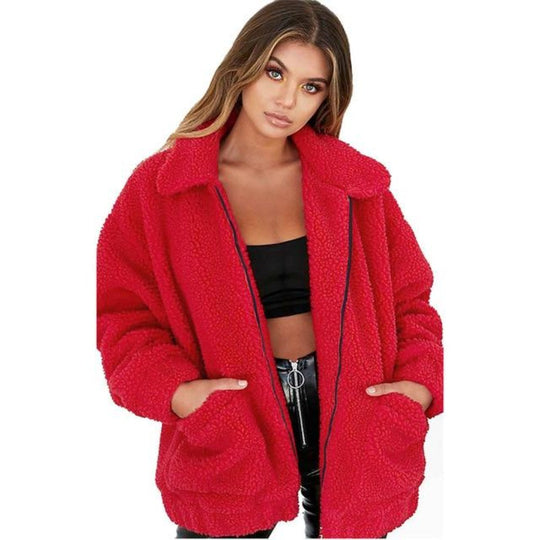 EB | Teddy Mantel - Oversized Fit - Weiches Fleece - Reißverschluss - Lässiger Look