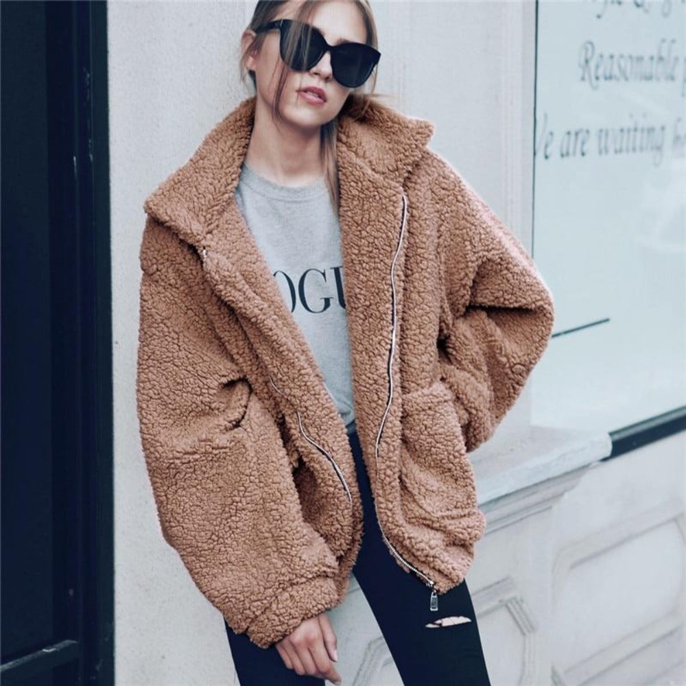 EB | Teddy Mantel - Oversized Fit - Weiches Fleece - Reißverschluss - Lässiger Look