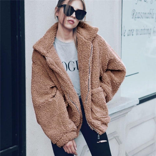 EB | Teddy Mantel - Oversized Fit - Weiches Fleece - Reißverschluss - Lässiger Look