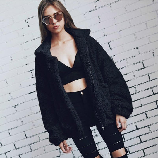 EB | Teddy Mantel - Oversized Fit - Weiches Fleece - Reißverschluss - Lässiger Look