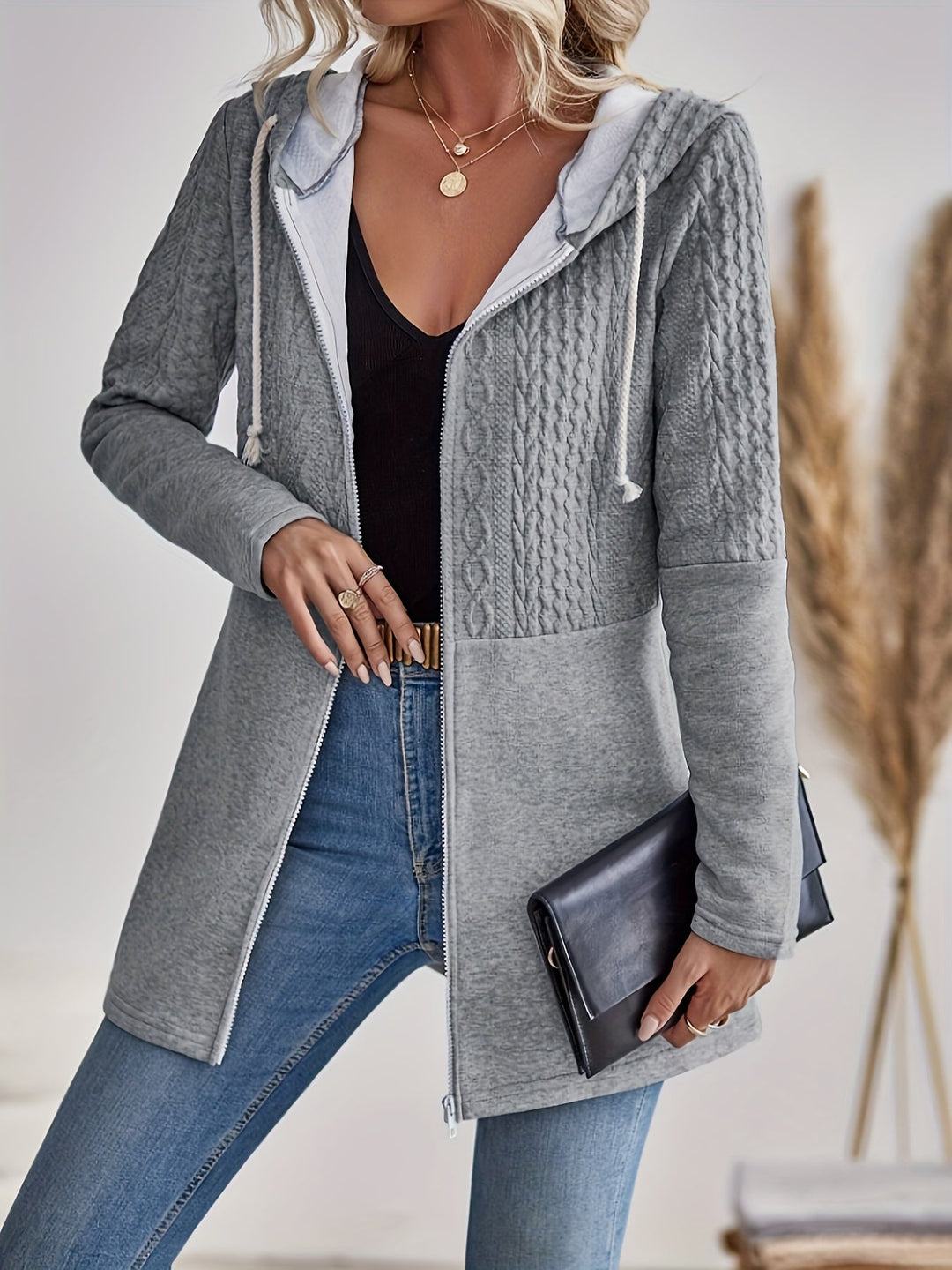 EB | Texturierte Zip-Up Hoodie Jacke
