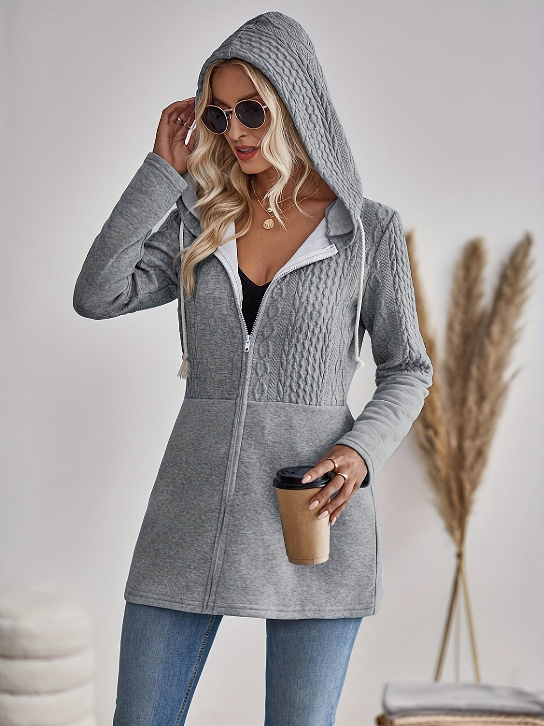 EB | Texturierte Zip-Up Hoodie Jacke