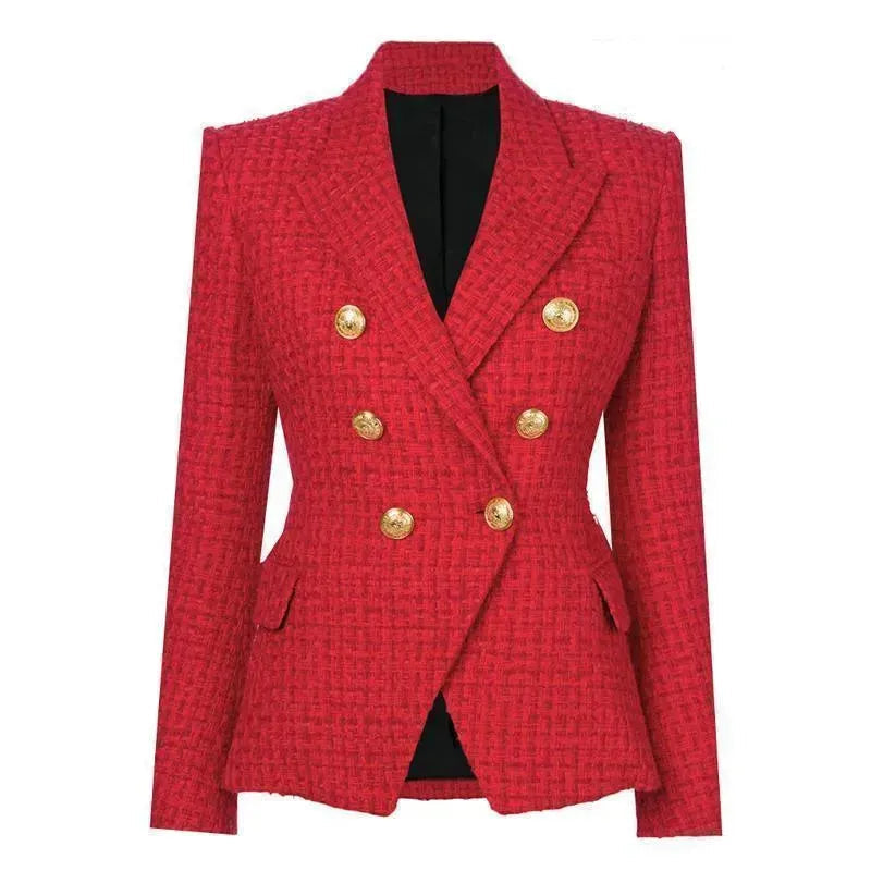 EB | Der pragmatische rote Tweed-Blazer für Frauen - Lässig - Unifarben