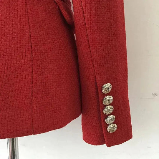 EB | Der pragmatische rote Tweed-Blazer für Frauen - Lässig - Unifarben