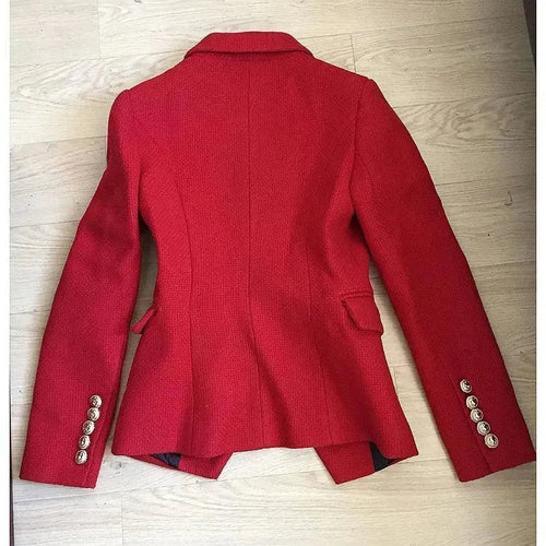 EB | Der pragmatische rote Tweed-Blazer für Frauen - Lässig - Unifarben