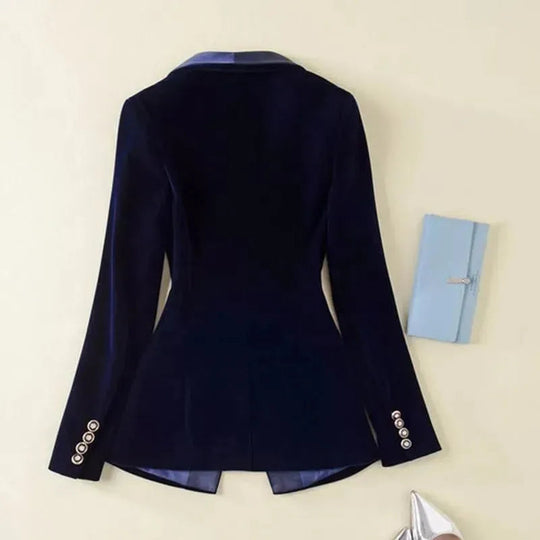 EB | Der Prowess Samt V-Ausschnitt Blazer Damen - Lässig - Uni-Einfarbig