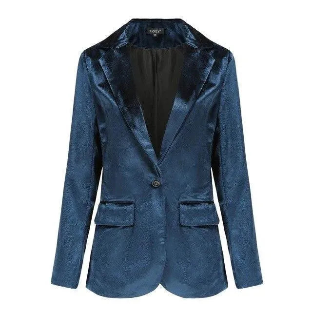 EB | Der Glatte Session Samt Blazer Damen - Lässig - Einfarbig
