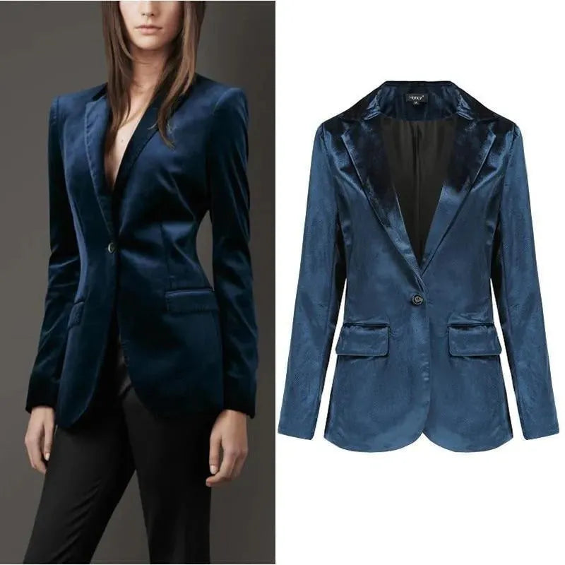 EB | Der Glatte Session Samt Blazer Damen - Lässig - Einfarbig