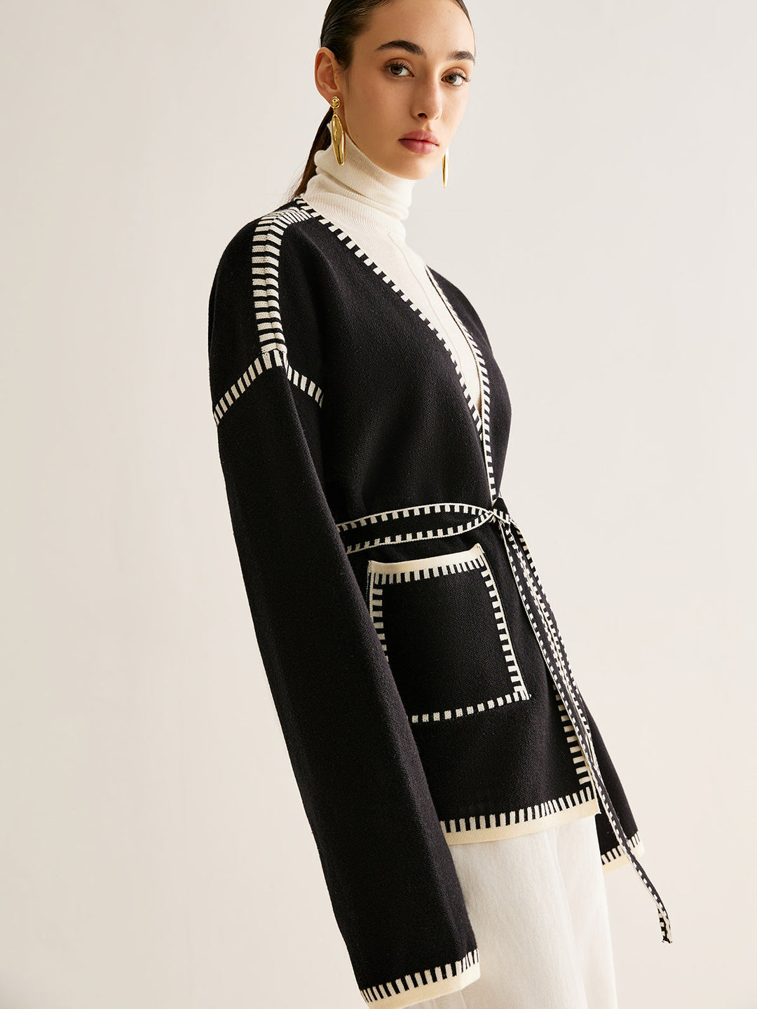EB | Gebundene Strickjacke mit Gürtel für Frauen