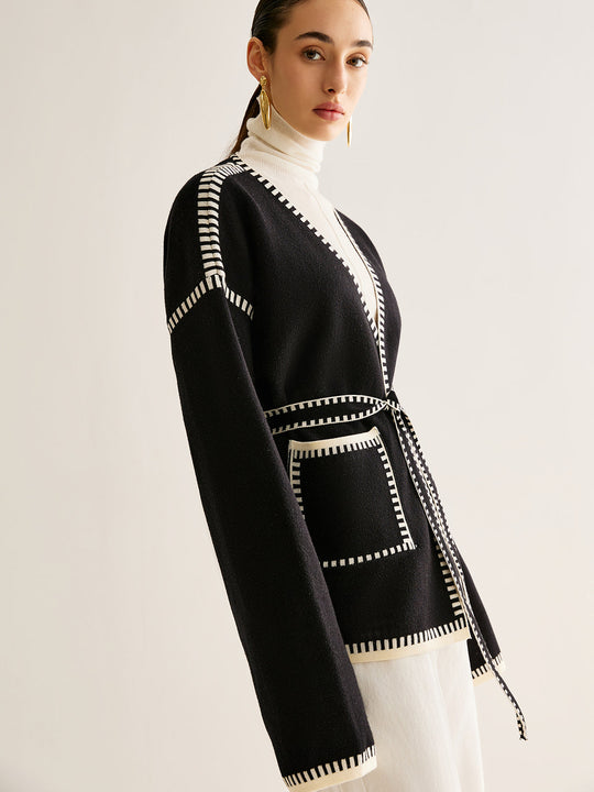 EB | Gebundene Strickjacke mit Gürtel für Frauen