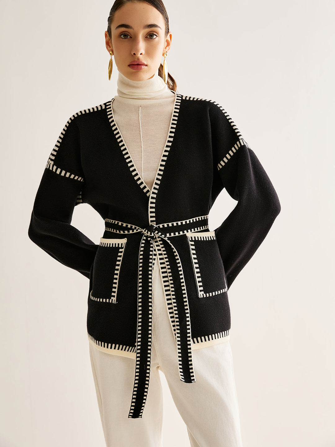 EB | Gebundene Strickjacke mit Gürtel für Frauen