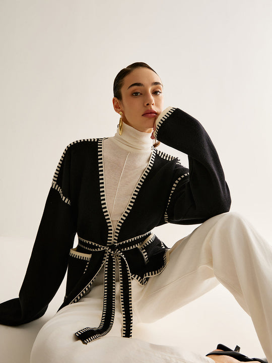 EB | Gebundene Strickjacke mit Gürtel für Frauen