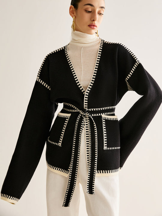 EB | Gebundene Strickjacke mit Gürtel für Frauen