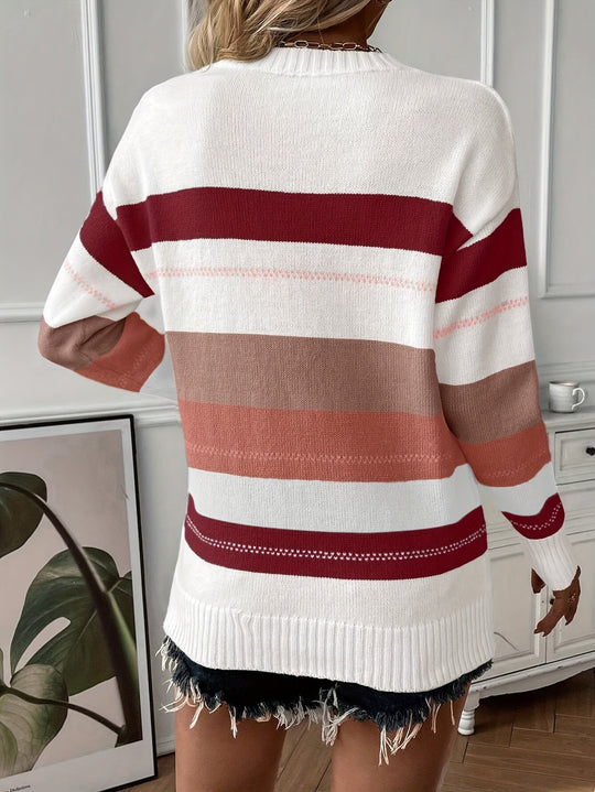 EB | Trendy Farbblock Rundhals Pullover