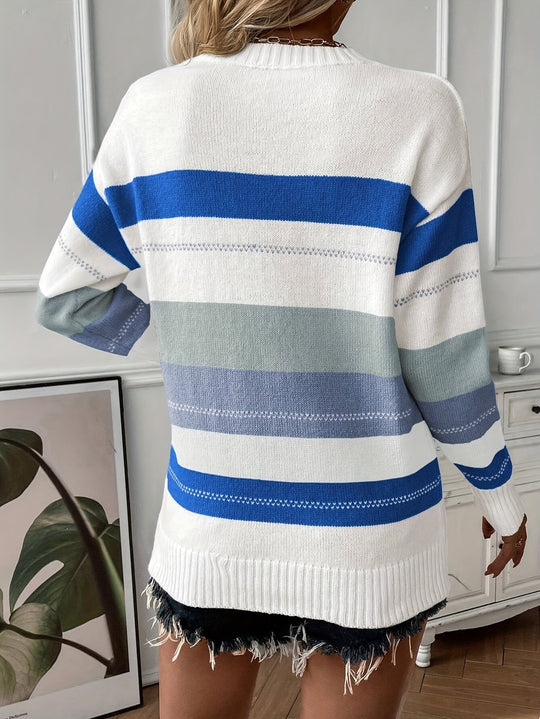 EB | Trendy Farbblock Rundhals Pullover