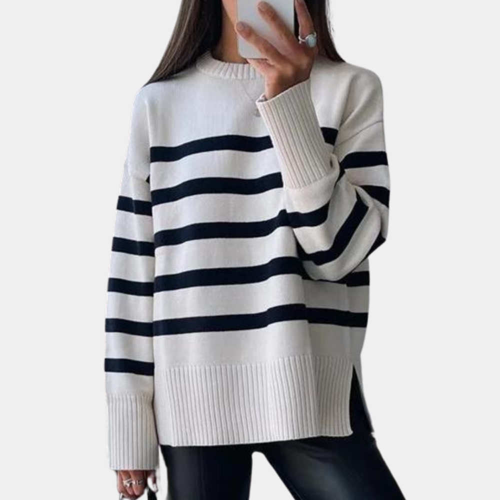 EB | Trendy Oversized Gestreifter Damenpullover