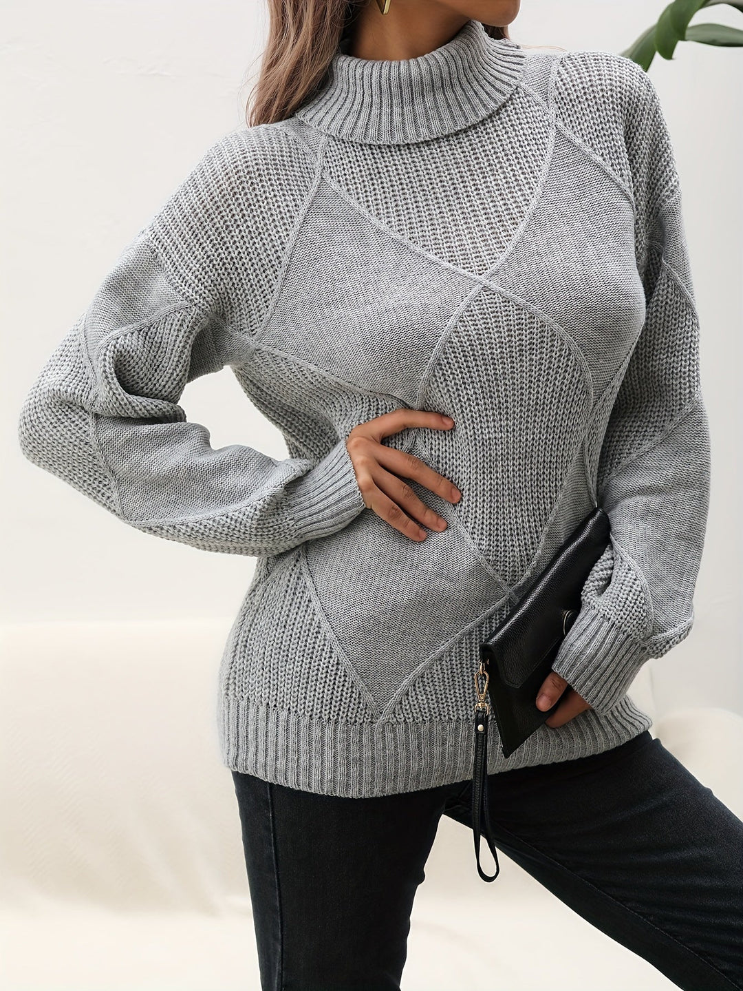 EB | Trendy Einfarbiger Rollkragenpullover