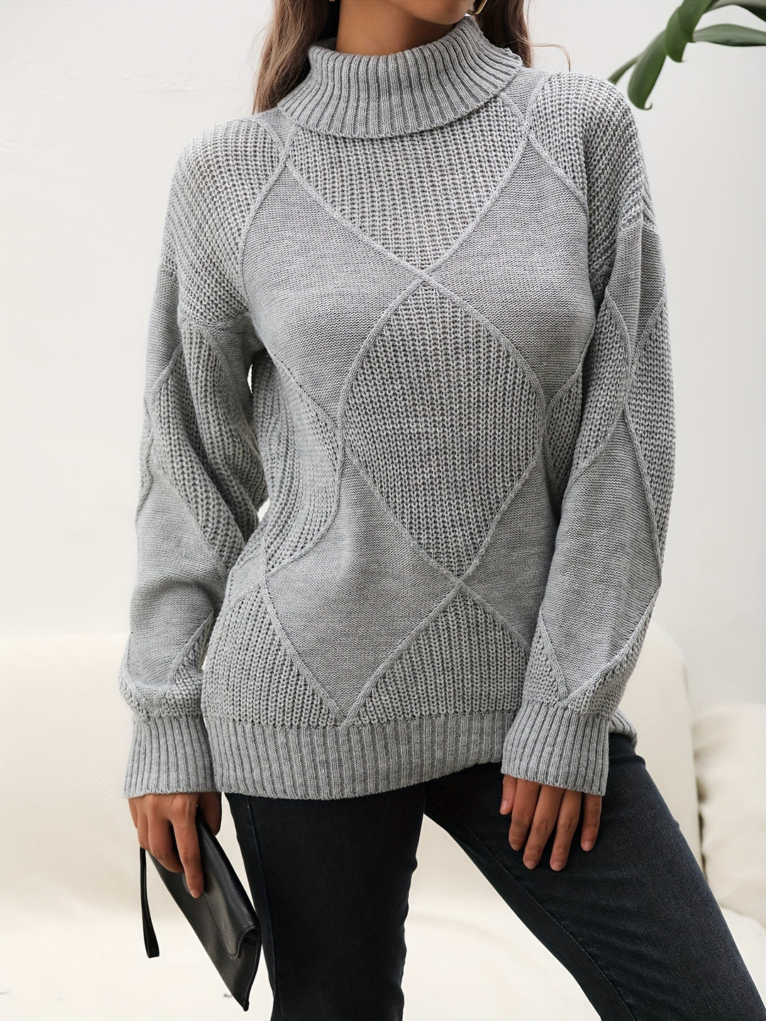 EB | Trendy Einfarbiger Rollkragenpullover