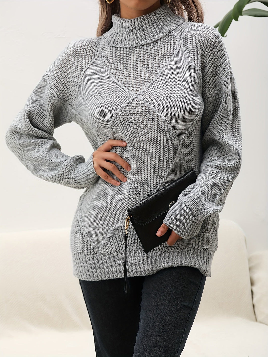 EB | Trendy Einfarbiger Rollkragenpullover
