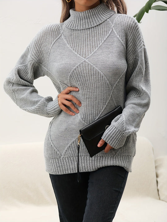 EB | Trendy Einfarbiger Rollkragenpullover