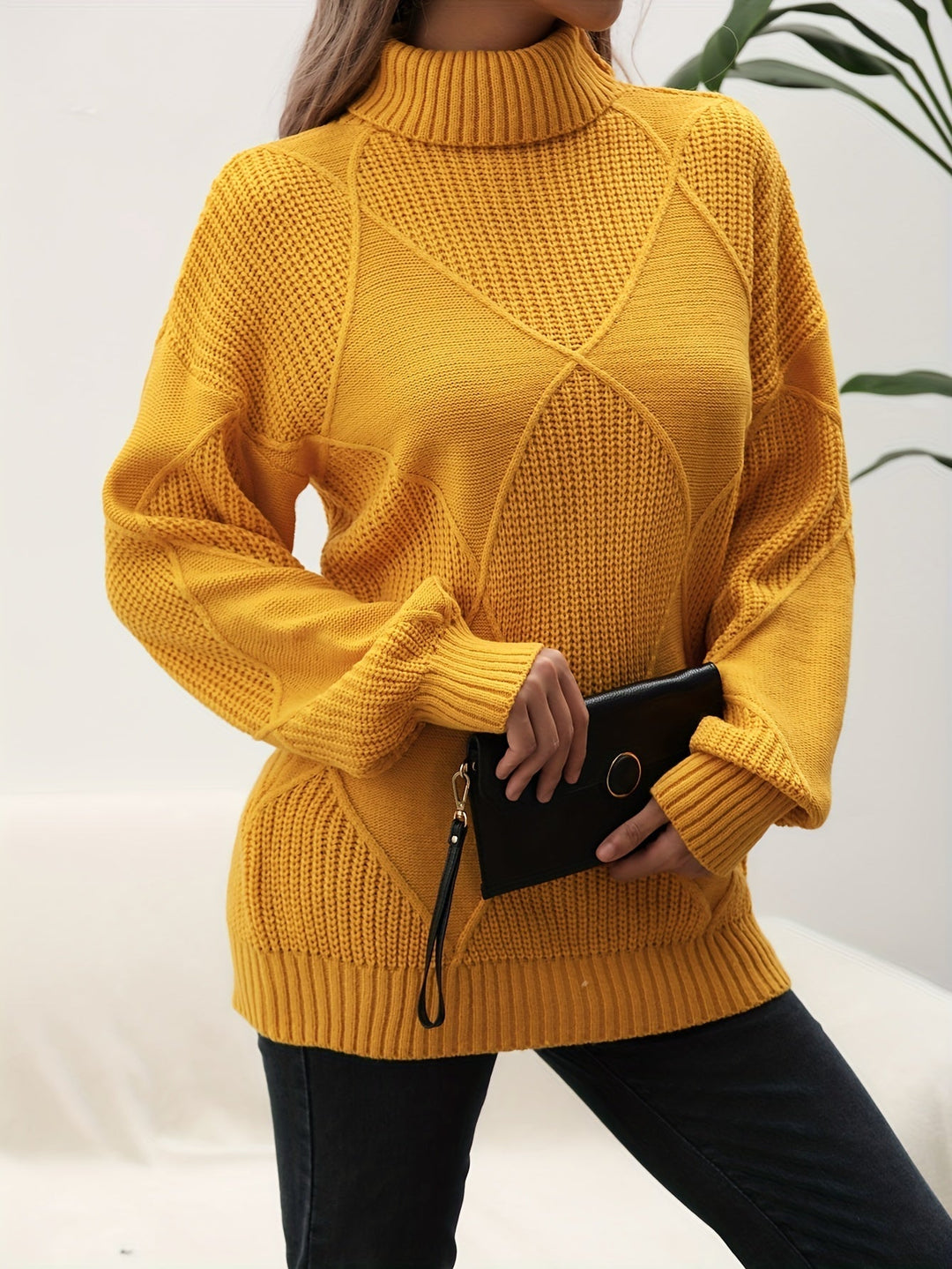 EB | Trendy Einfarbiger Rollkragenpullover