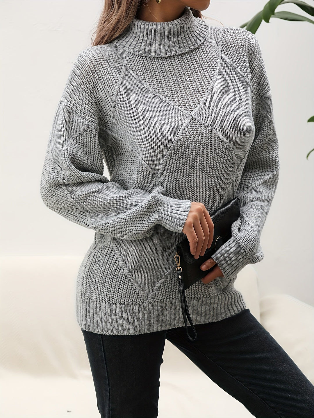 EB | Trendy Einfarbiger Rollkragenpullover