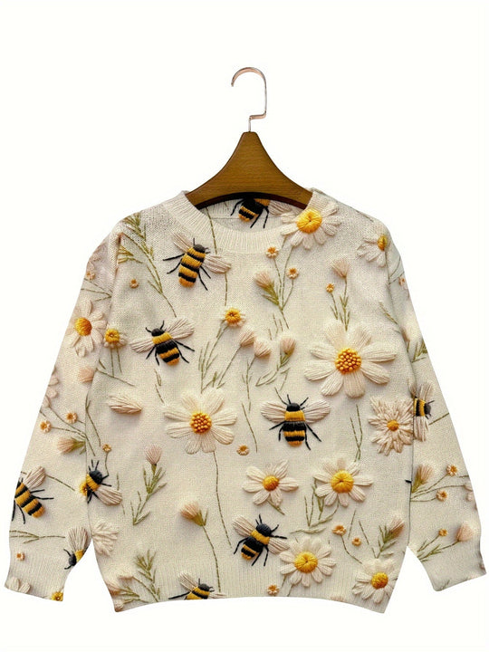 EB | Trendy Damenpullover mit Bienenmuster