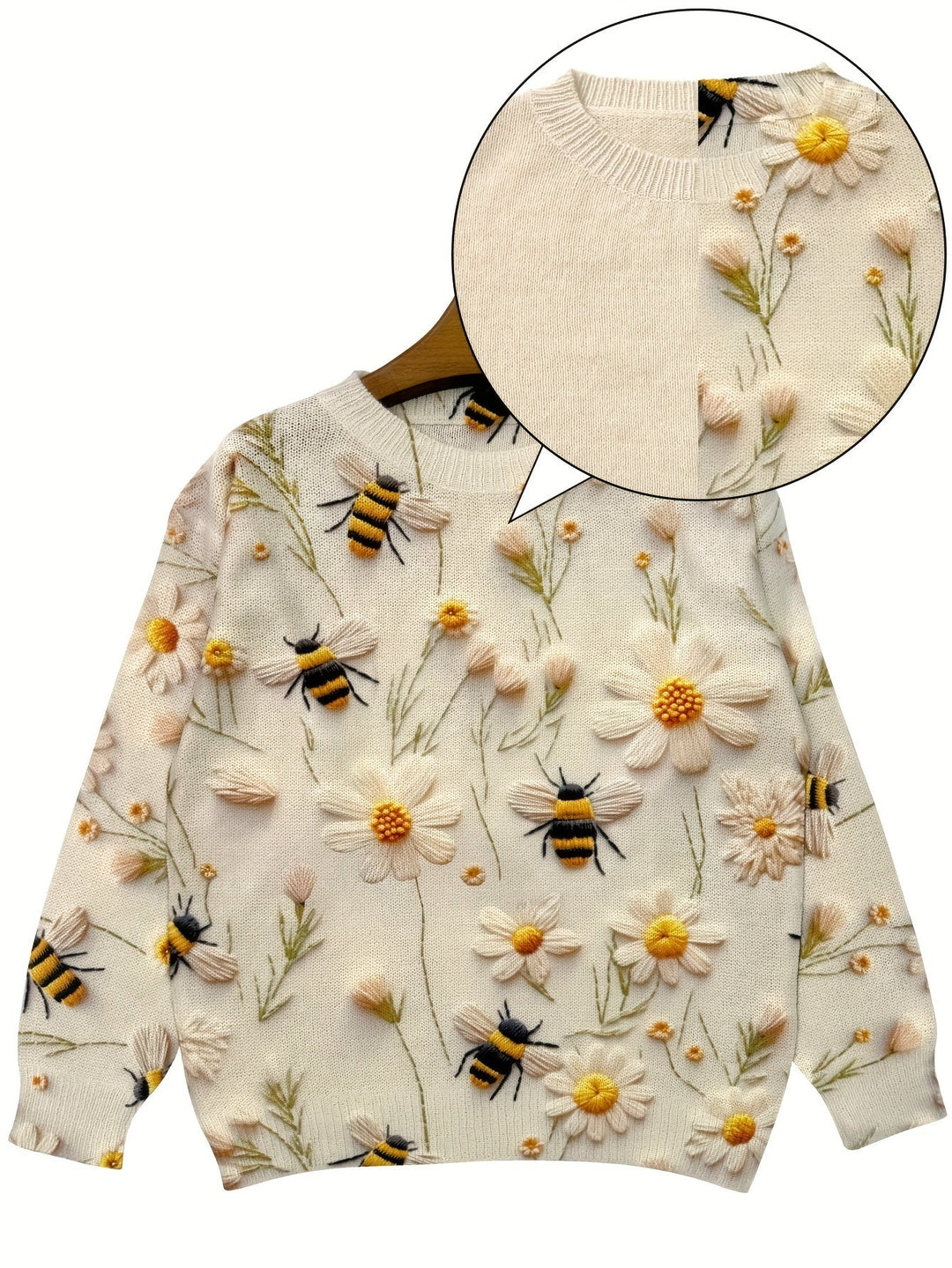 EB | Trendy Damenpullover mit Bienenmuster