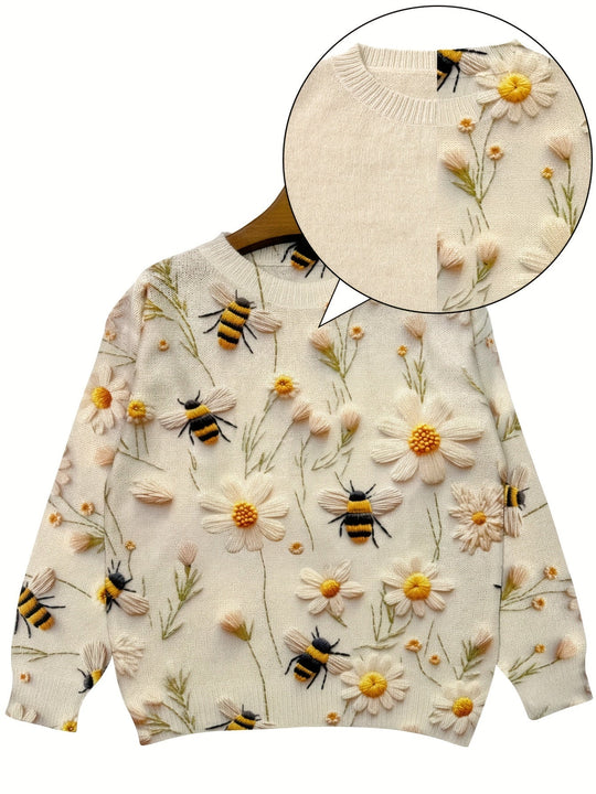 EB | Trendy Damenpullover mit Bienenmuster