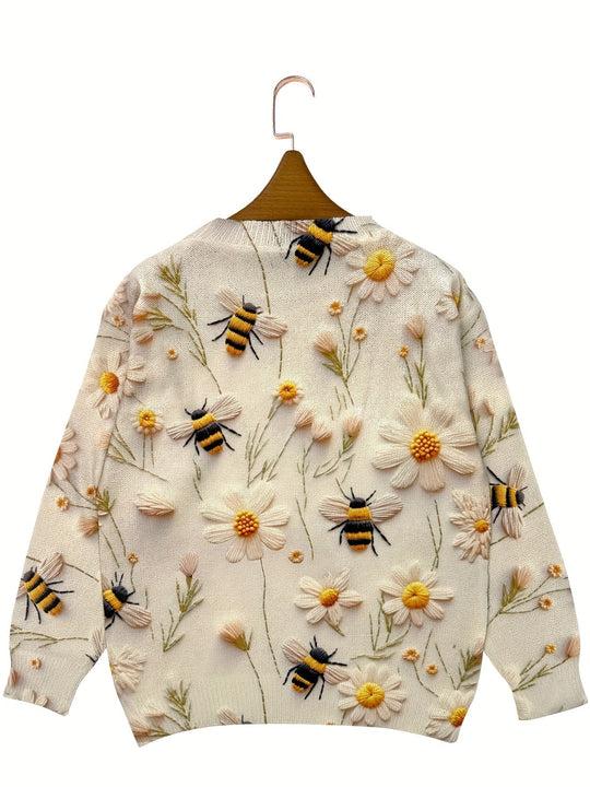 EB | Trendy Damenpullover mit Bienenmuster