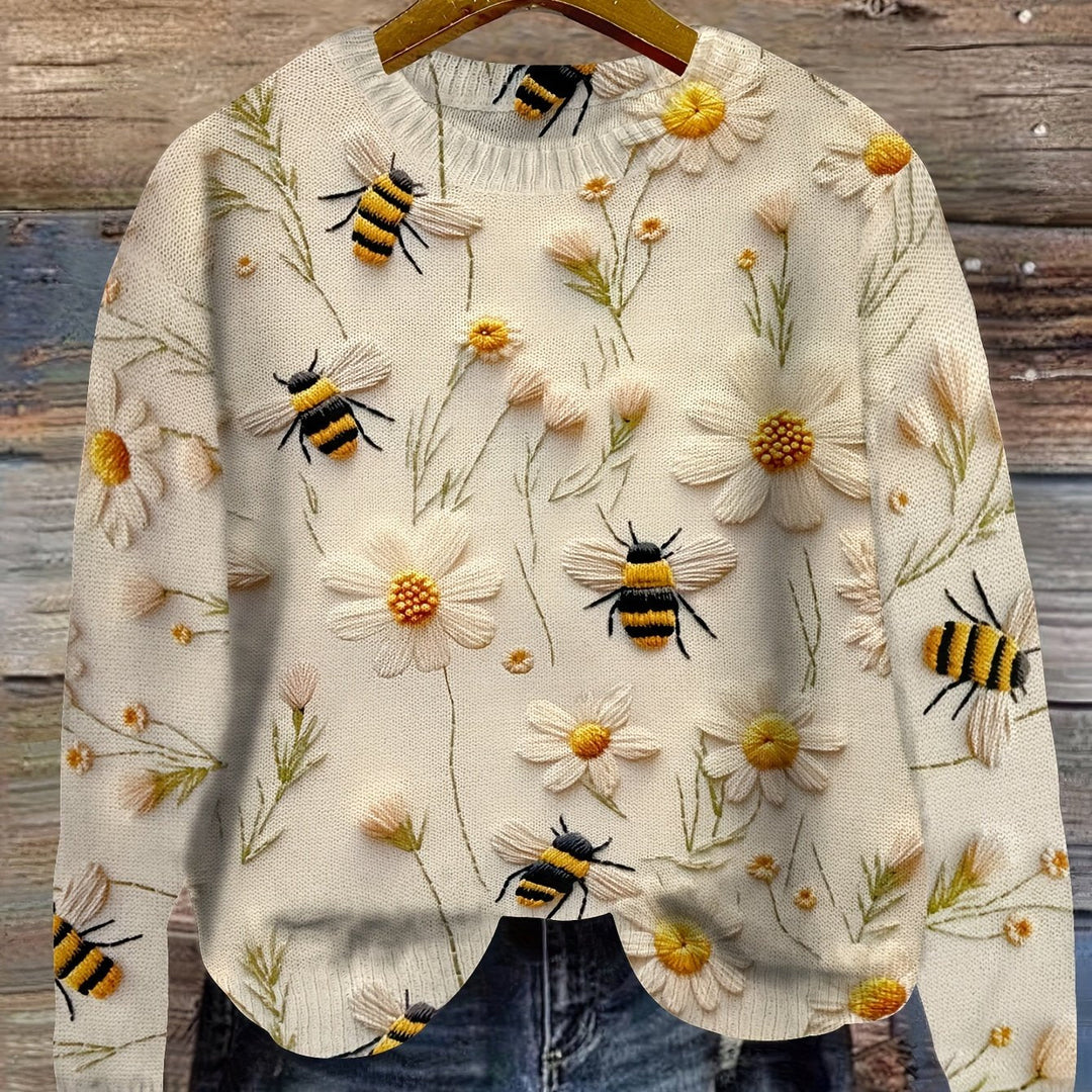 EB | Trendy Damenpullover mit Bienenmuster