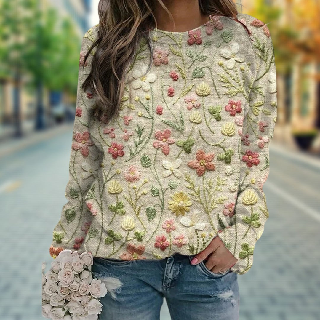 EB | Trendy Damenpullover mit Blumenmuster