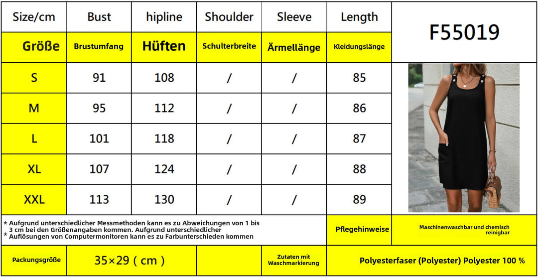 EB | Ärmelloses Kleid mit Rundhalsausschnitt und Weste mit Knöpfen