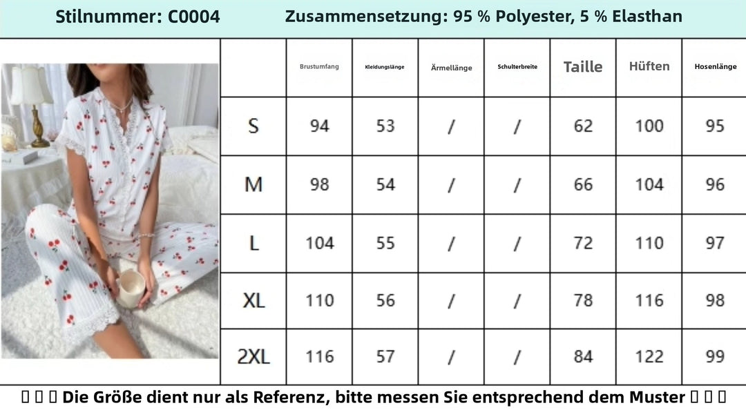 EB | Schlafanzug mit Kirschdruck und Revers