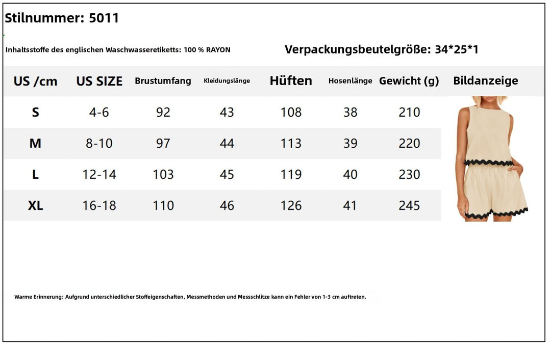 EB | Zweiteiliges Oberteil und Shorts aus Leinen und Spitze