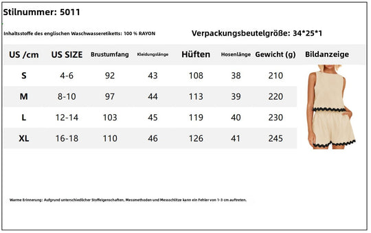 EB | Zweiteiliges Oberteil und Shorts aus Leinen und Spitze
