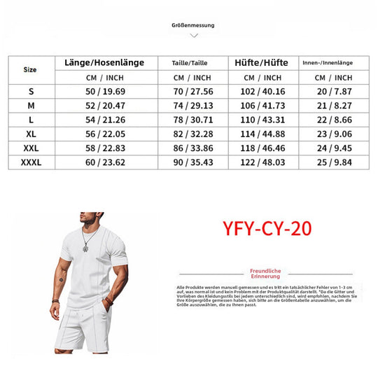 EB | Waffel-Kurzarm-Shorts Zweiteiliges Set